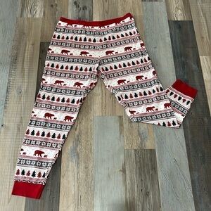 Wondershop Mens Christmas Pajama Pants Trees bear print Sz L Red White Black